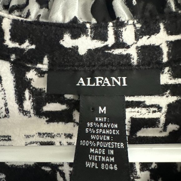 Black/White, Ruffled Tunic | Alfani (Size: M) - Picture 3 of 8
